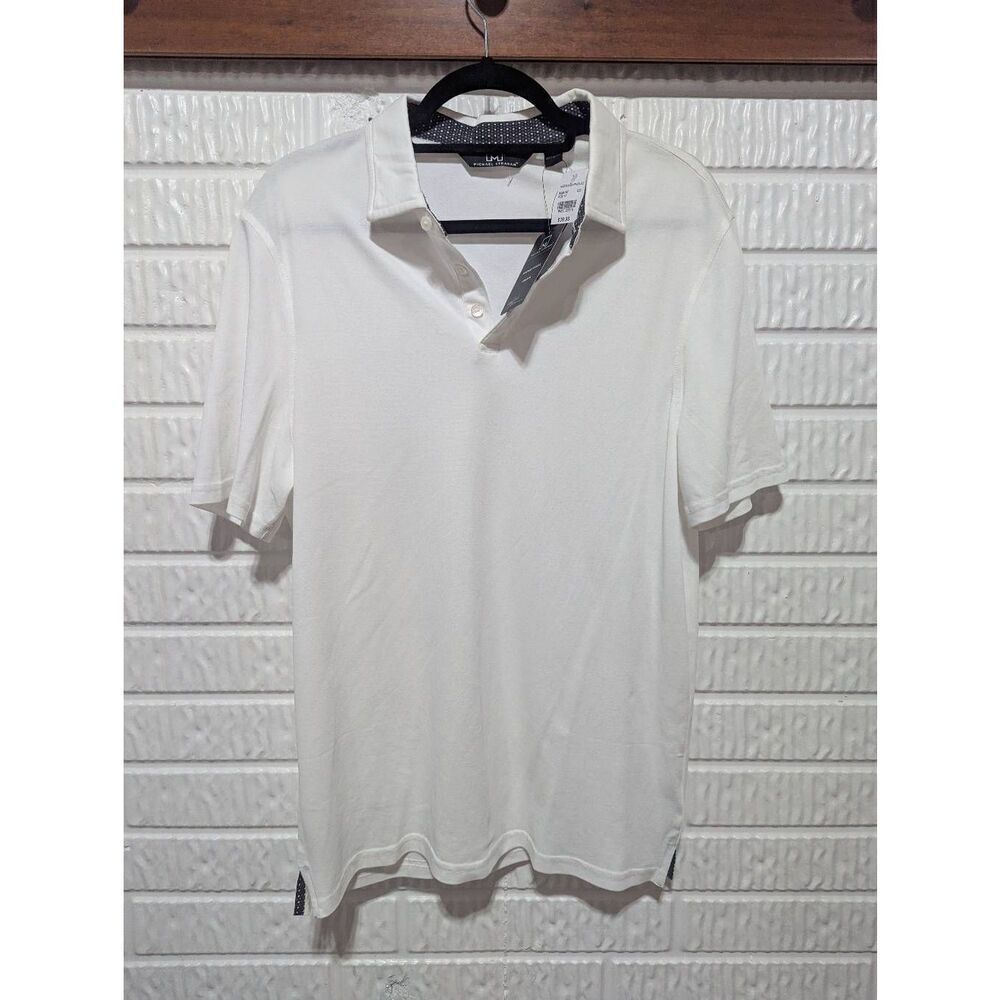 Michael Strahan Men's White Solid Short-Sleeve Golf Polo Shirt Size M NWT